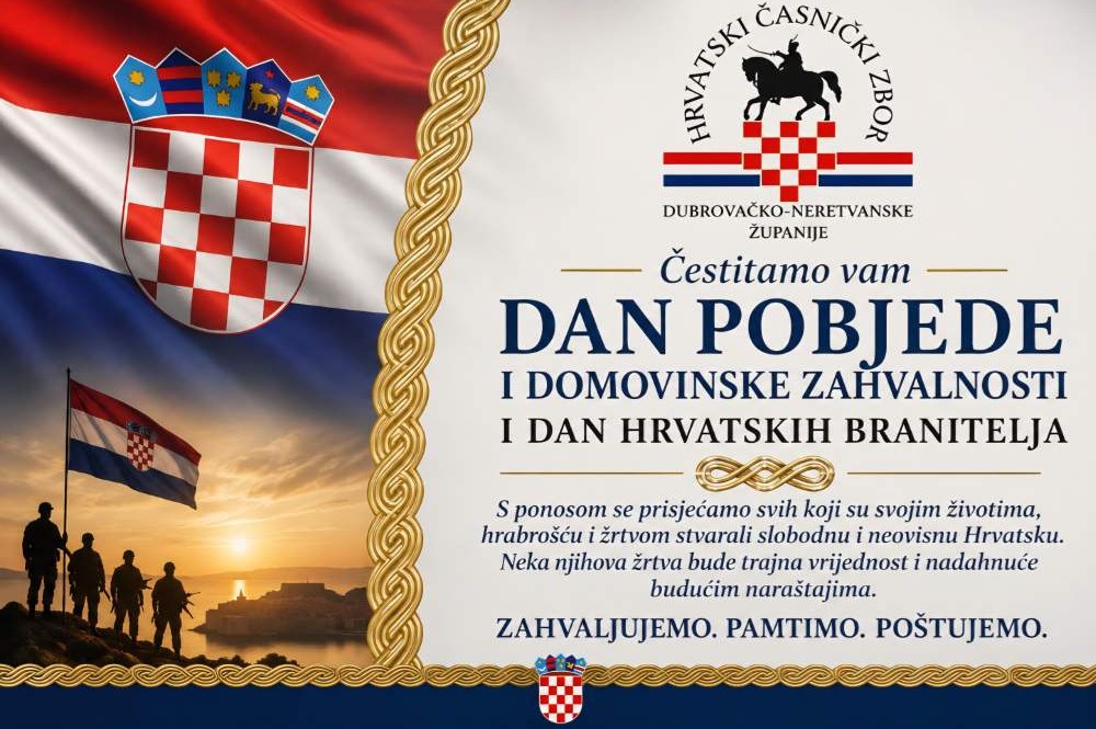 S ponosom obilježavamo Dan pobjede i domovinske zahvalnosti, Dan hrvatskih branitelja te 31. obljetnicu Vojno-redarstvene operacije Oluja