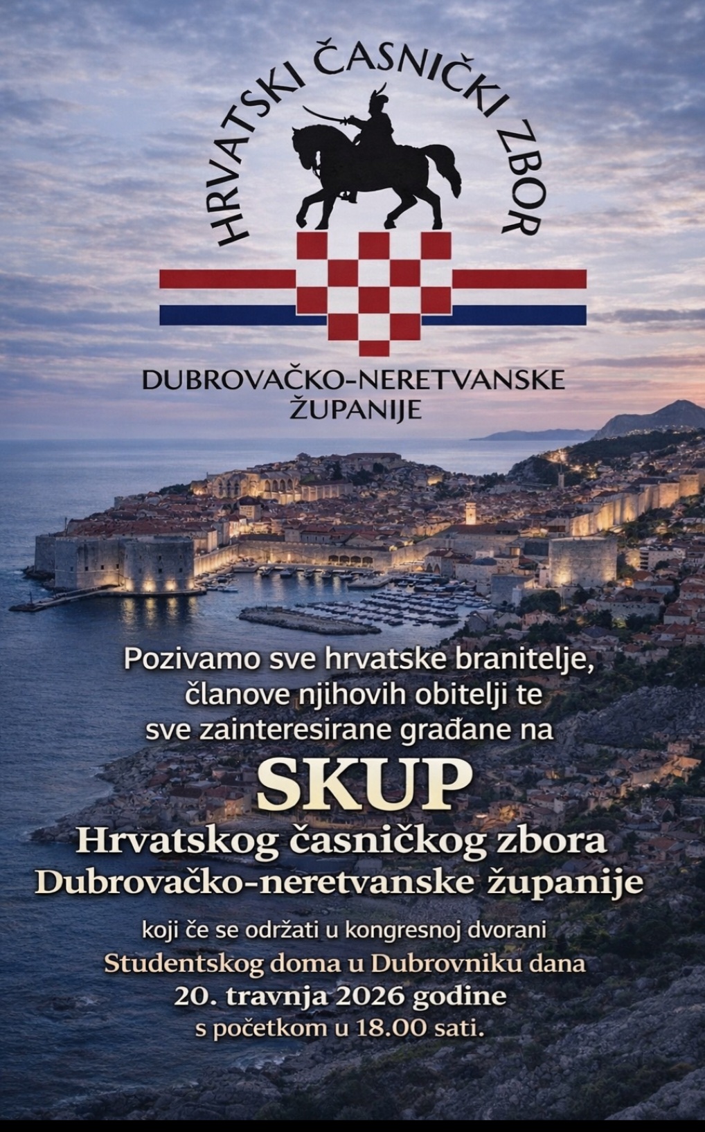 Poziv na skup Hrvatskog časničkog zbora DNŽ u Dubrovniku!